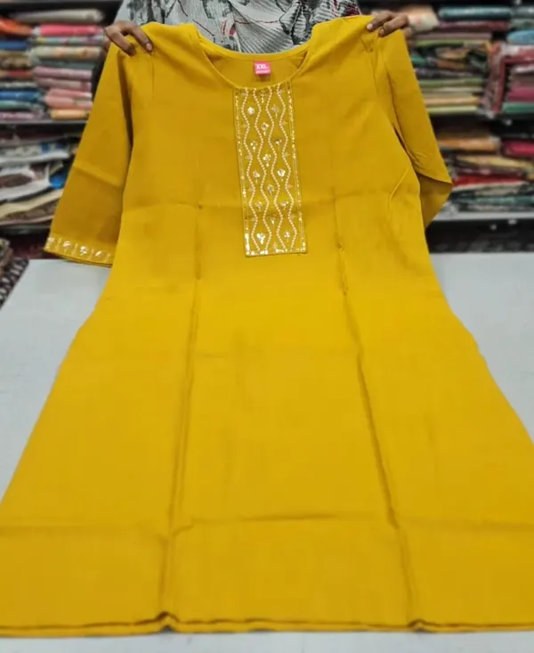 Premium Dual Tone Cotton Zari Embroidery Straight Kurti with Side Cut | SD49